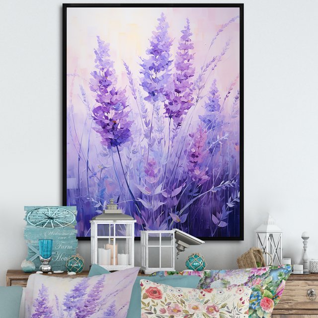 Designart "Serenity of Lavender IV" Floral Framed Wall Art