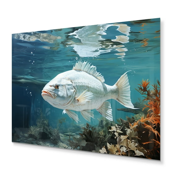 Designart "Serenity on the Fishing Seas II" Animals Metal Wall Art Prints