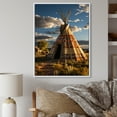 thumbnail image 1 of Designart "Serenity s Refuge Beige and Coral Native Tipi" Cityscapes Floater Framed Canvas Art Print, 1 of 7