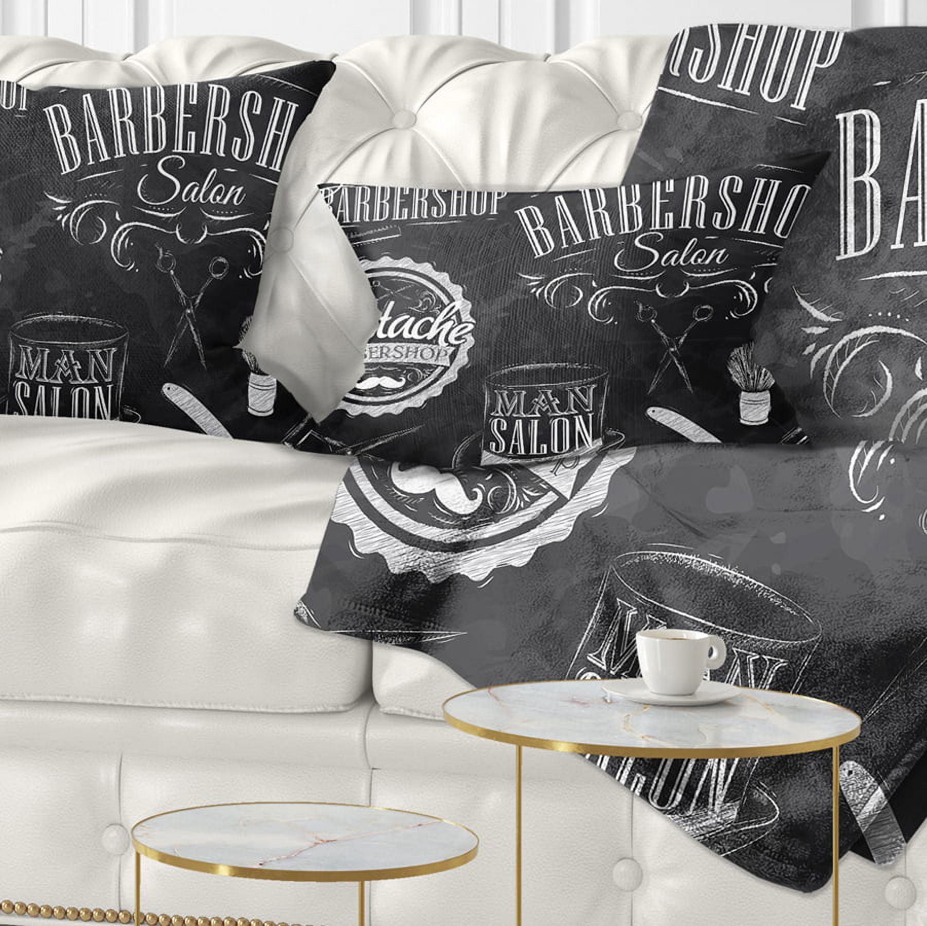 Designart Set Barbershop - Abstract Throw Pillow - 12x20