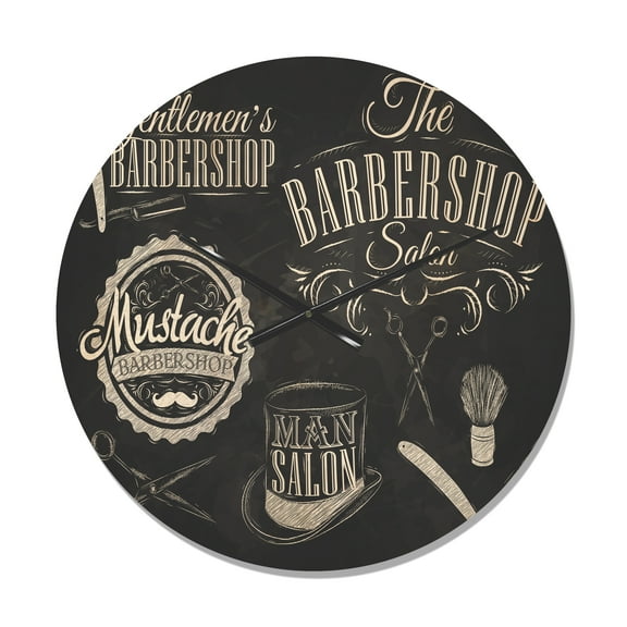 Designart 'Set Barbershop Quotes' Modern Wood Wall Clock