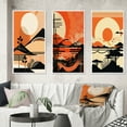 thumbnail image 1 of Designart "Setting Sun Atop the Mountain IV" Landscape Modern Framed Wall Art Set Of 3 - Orange Landscape Modern Frame Gallery Wall Set For Home Decor, 1 of 7