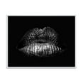 thumbnail image 1 of Designart 'Sexy Golden Metallized Woman Lips I' Modern Framed Canvas Wall Art Print, 1 of 5