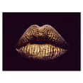 thumbnail image 1 of Designart ' Sexy Golden Metallized Woman Lips II ' Modern Canvas Wall Art Print, 1 of 4