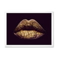 thumbnail image 1 of Designart 'Sexy Golden Metallized Woman Lips II' Modern Framed Art Print, 1 of 4