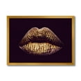 thumbnail image 1 of Designart 'Sexy Golden Metallized Woman Lips II' Modern Framed Art Print, 1 of 4