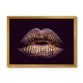 thumbnail image 1 of Designart 'Sexy Golden Metallized Woman Lips III' Modern Framed Art Print, 1 of 4