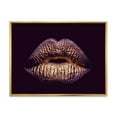 thumbnail image 1 of Designart 'Sexy Golden Metallized Woman Lips III' Modern Framed Canvas Wall Art Print, 1 of 5