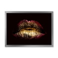 thumbnail image 1 of Designart 'Sexy Golden Metallized Woman Lips IV' Modern Framed Art Print, 1 of 4