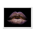 thumbnail image 1 of Designart 'Sexy Golden Metallized Woman Lips V' Modern Framed Art Print, 1 of 4