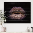 thumbnail image 1 of Designart 'Sexy Golden Metallized Woman Lips V' Modern Print on Natural Pine Wood, 1 of 5