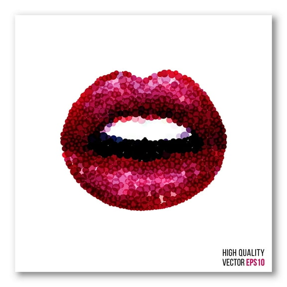 Designart ' Sexy Red Girl Lips ' Modern Canvas Wall Art Print