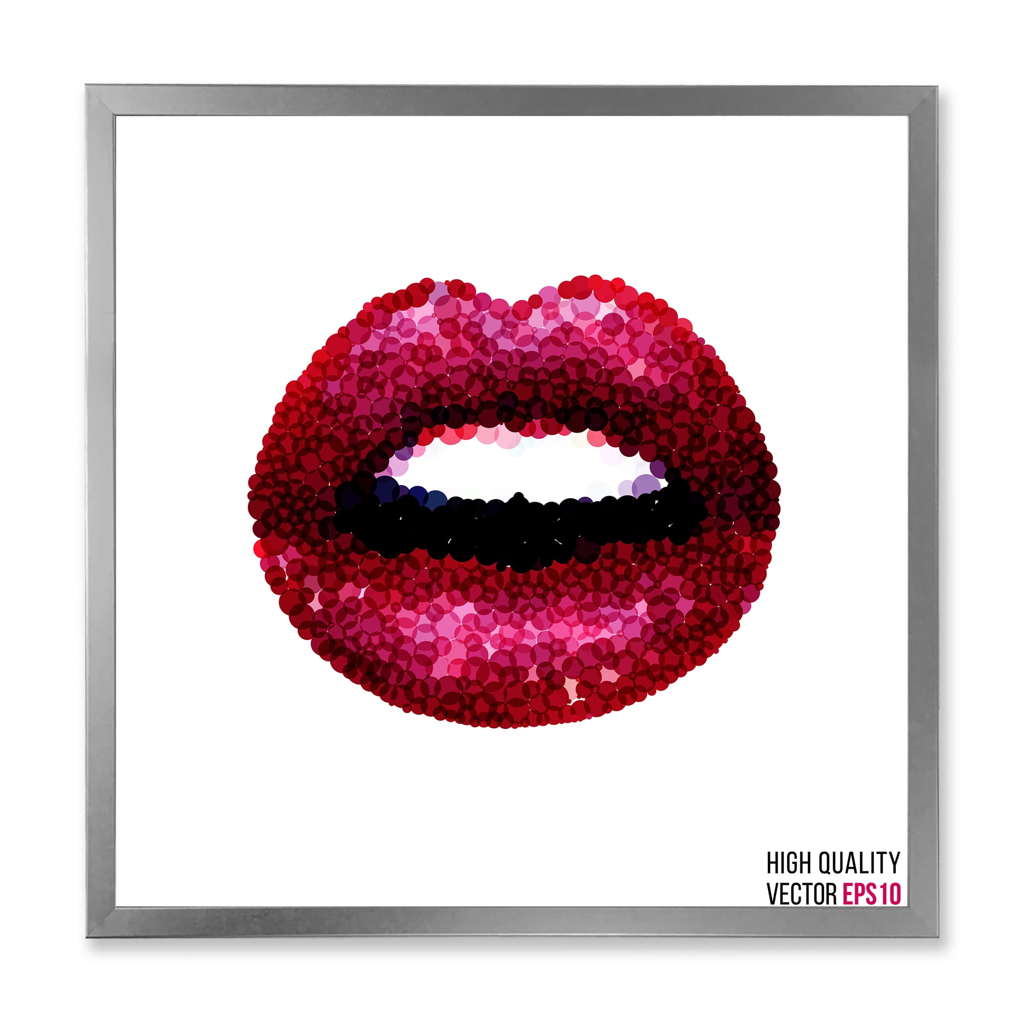 Designart 'Sexy Red Girl Lips' Modern Framed Art Print