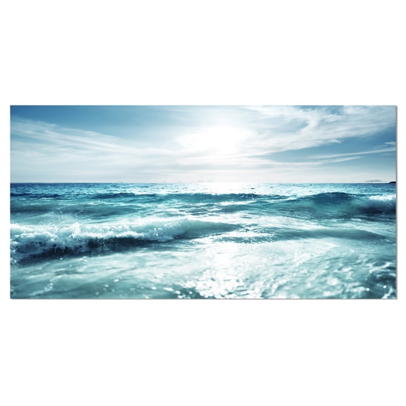 Designart 'Seychelles Beach at Sunset ' Seascape Canvas Art Print