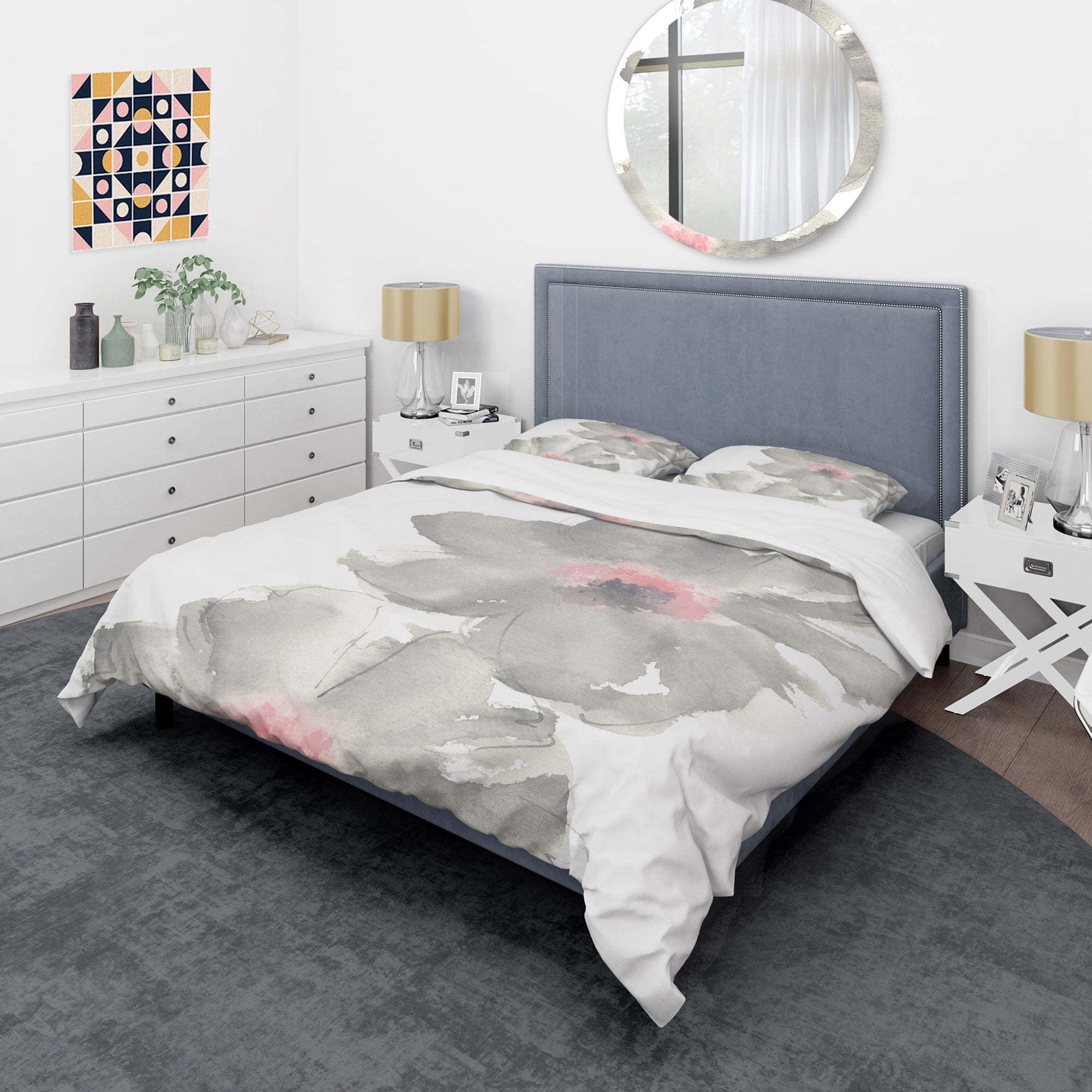 Designart 'Shabby Gray Blush Cosmo I' Shabby Duvet Cover Set