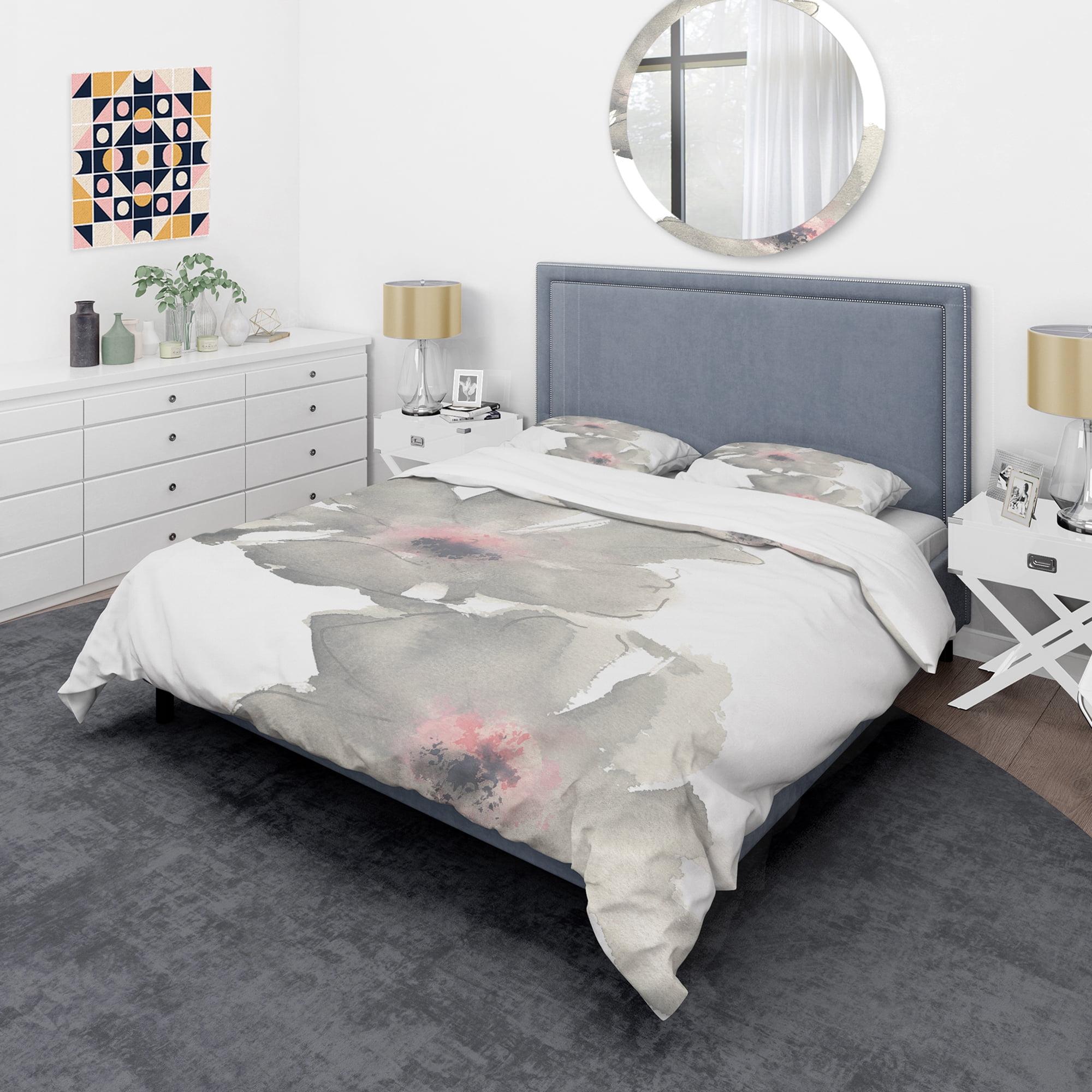 Designart 'Shabby Gray Blush Cosmo II' Shabby Duvet Cover Set