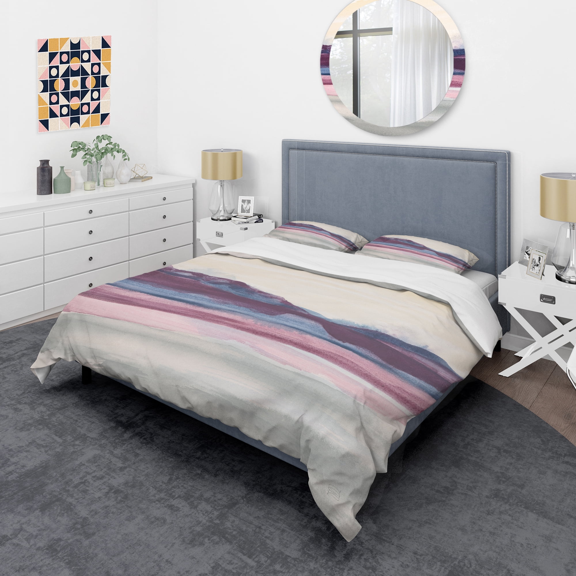 Designart 'Shabby Watercolor on Purple I' Shabby Duvet Cover Set
