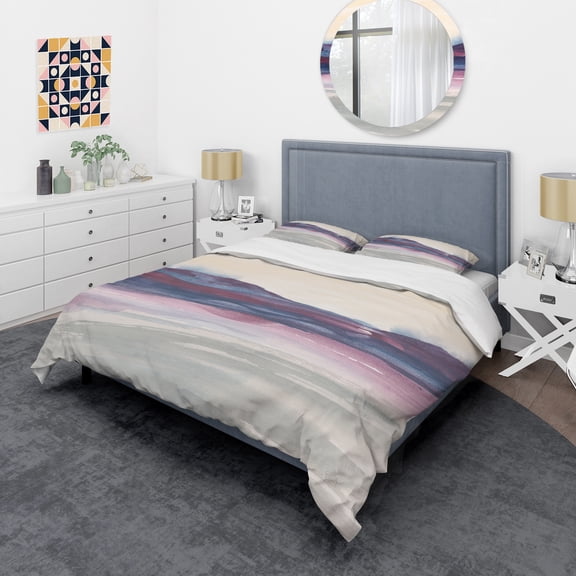 Designart 'Shabby Watercolor on Purple II' Shabby Duvet Cover Set