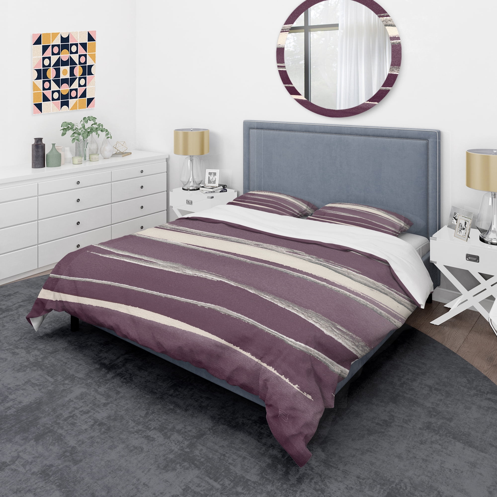Designart 'Shabby Watercolor on Purple III' Shabby Duvet Cover Set