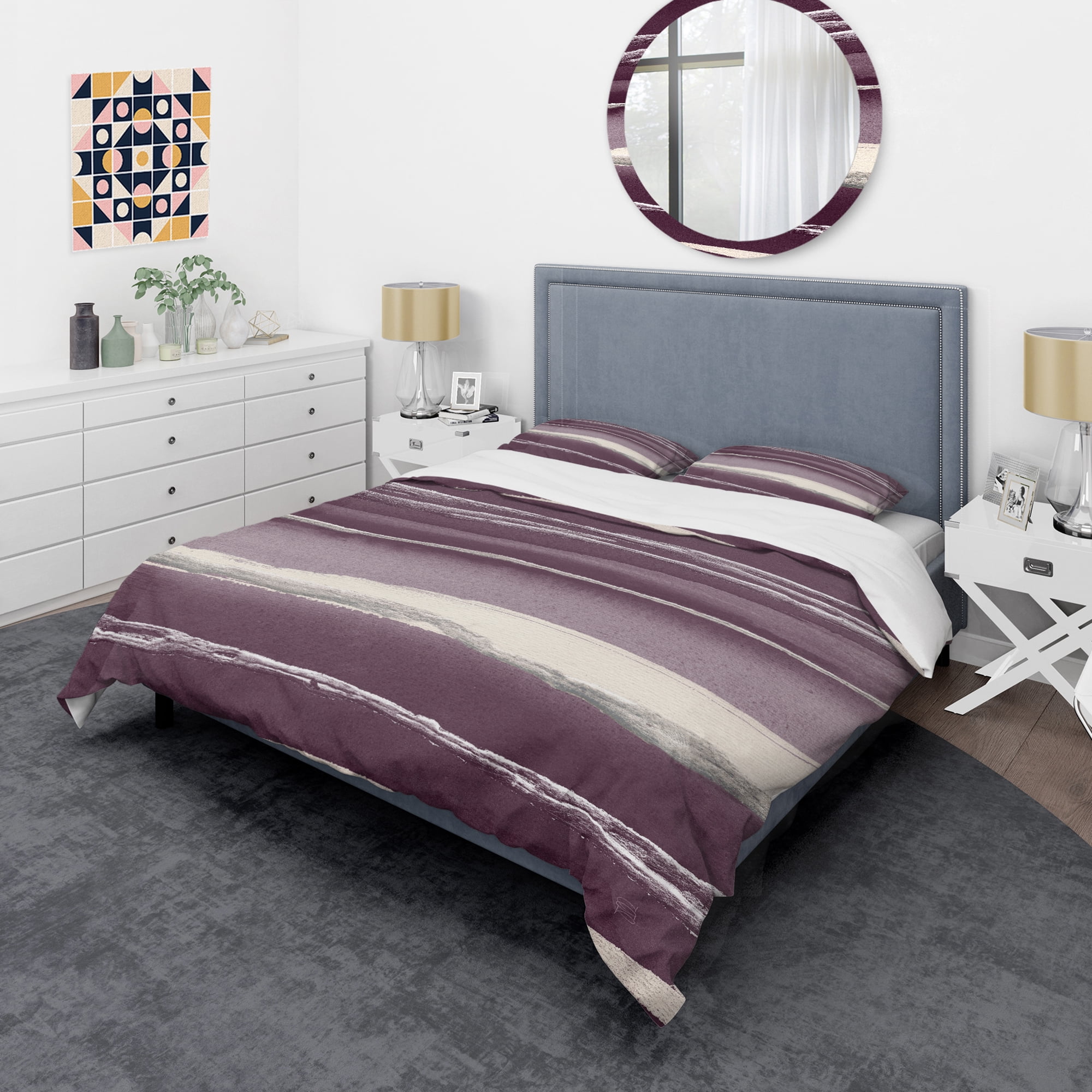 Designart 'Shabby Watercolor on Purple IV' Shabby Duvet Cover Set