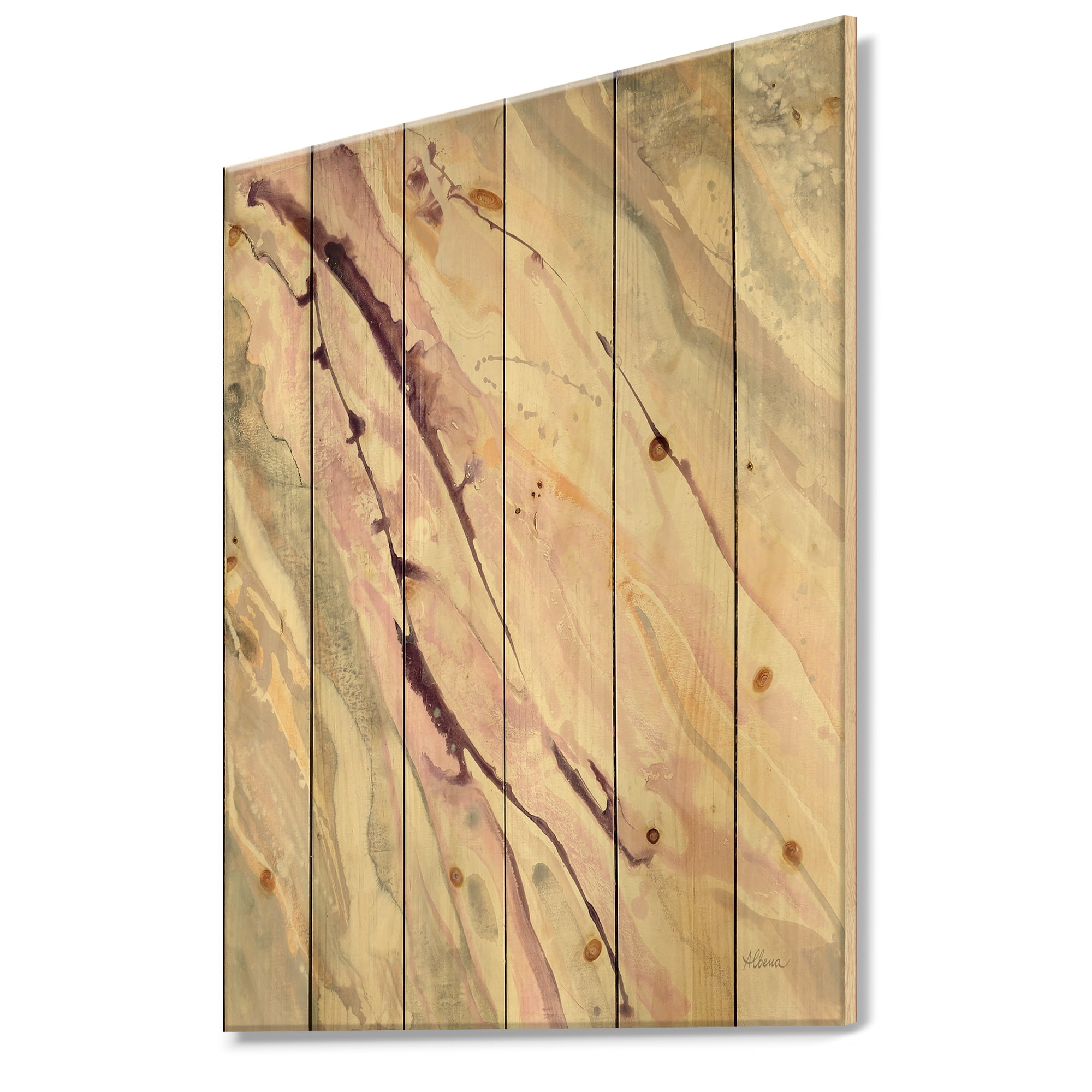 Designart 'Shaby Pink Marble' Sleek & Chic Modern Print on Natural Pine Wood