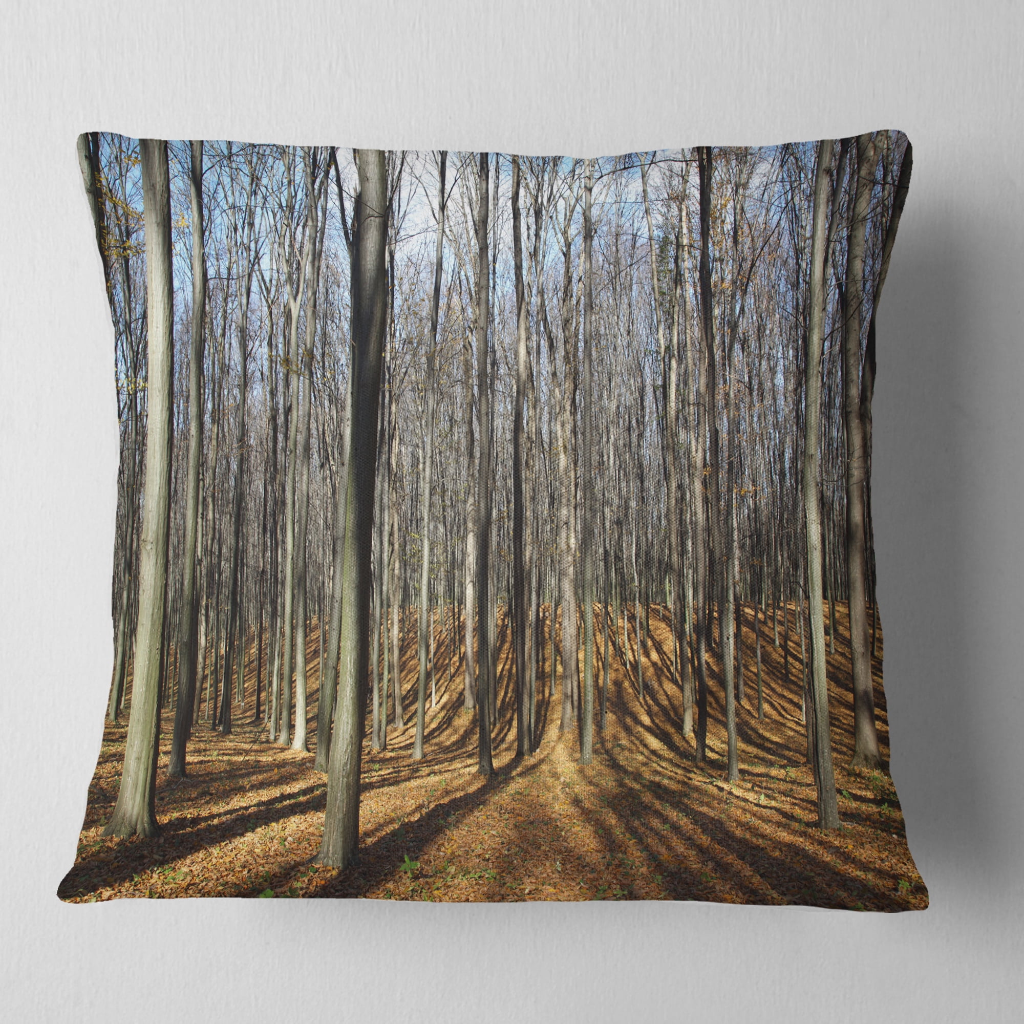 Designart Shade from Sun in Autumn Forest - Modern Forest Throw Pillow - 18x18