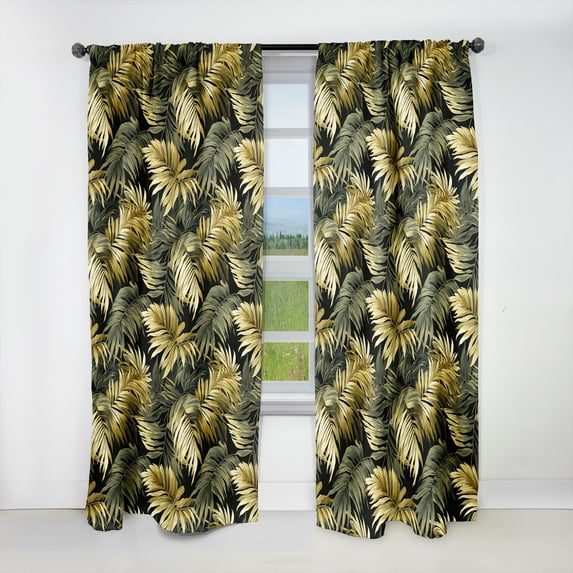 Designart "Shadows In The Palm Forest" Tropical Blackout Curtain Single Panel