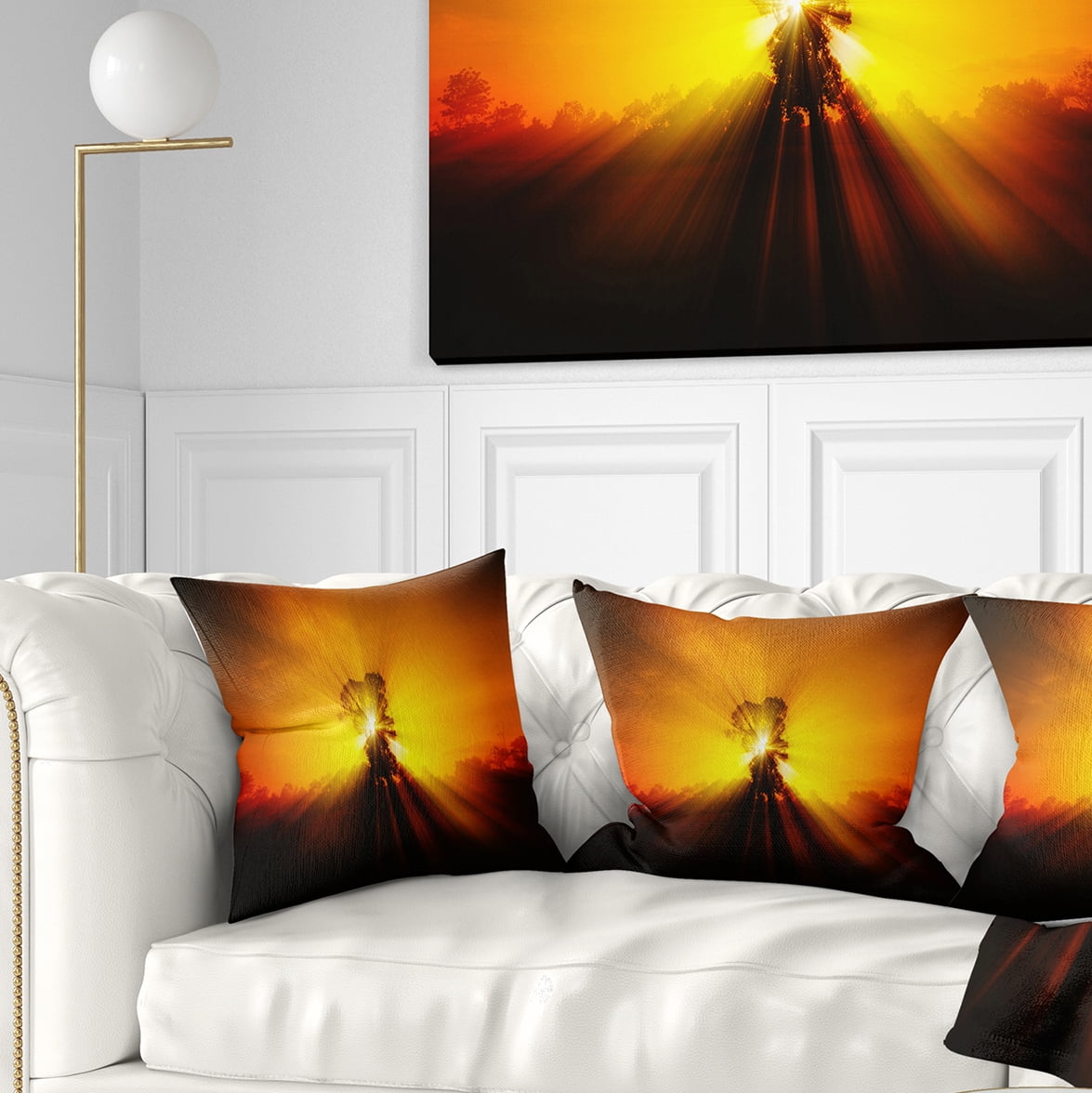 Designart Shadows of Trees - Landscape Printed Throw Pillow - 18x18