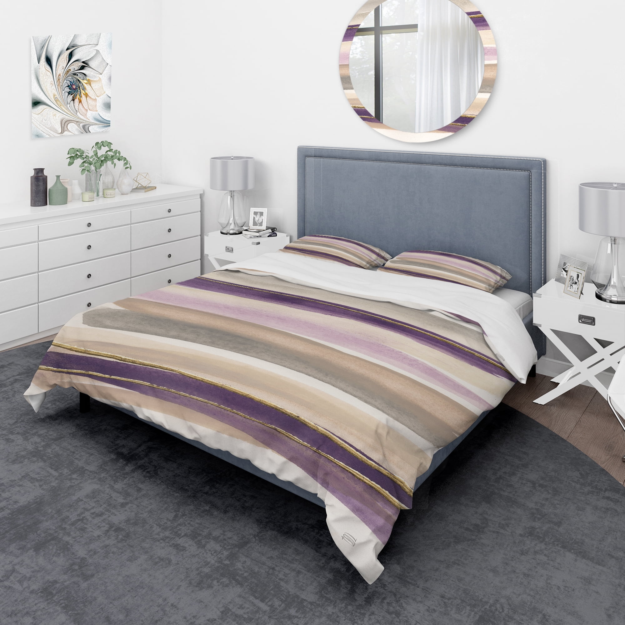 Designart 'Shape of Glam Purple' Geometric Duvet Cover Set