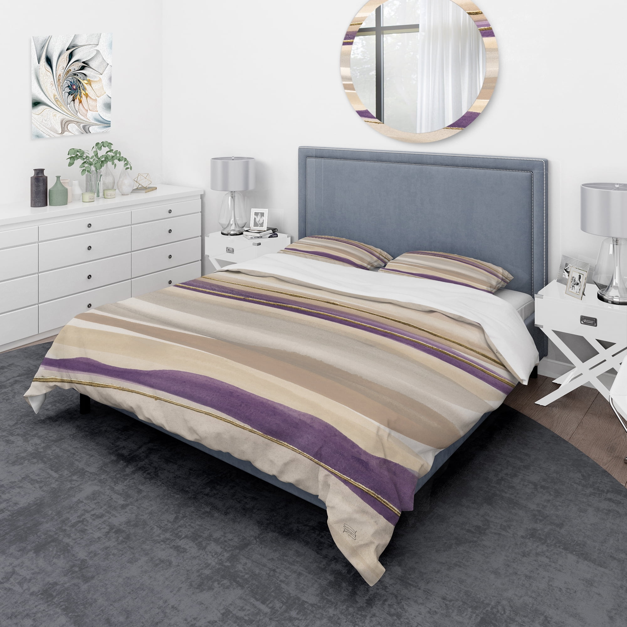 Designart 'Shape of Glam Purple III' Geometric Duvet Cover Set