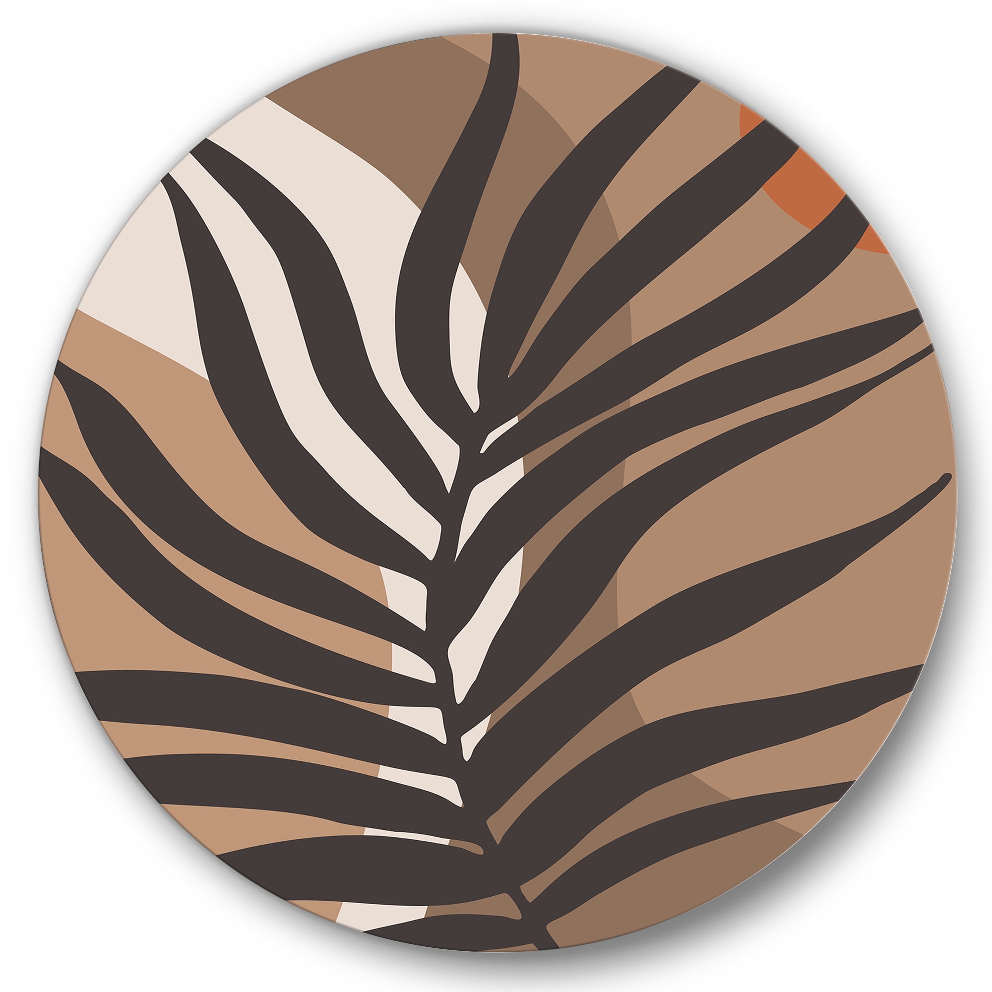 Designart 'Shapes and Tropical Leaf Silhouettes II' Modern Circle Metal Wall Art 11x11 - Disc of 11