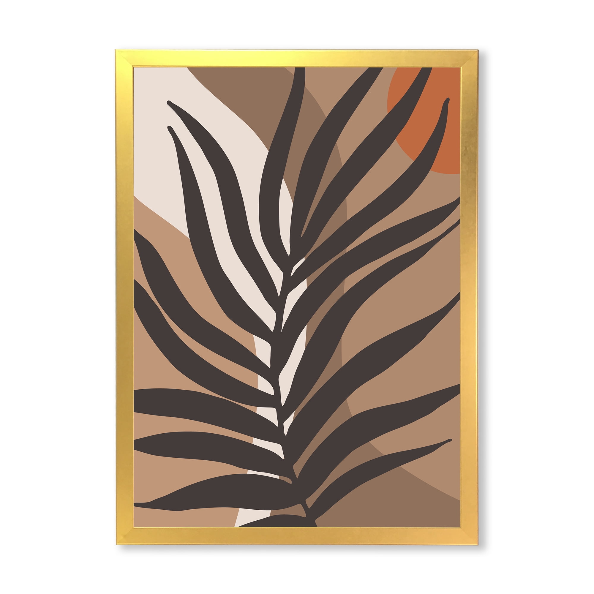 Designart 'Shapes and Tropical Leaf Silhouettes II' Modern Framed Art Print