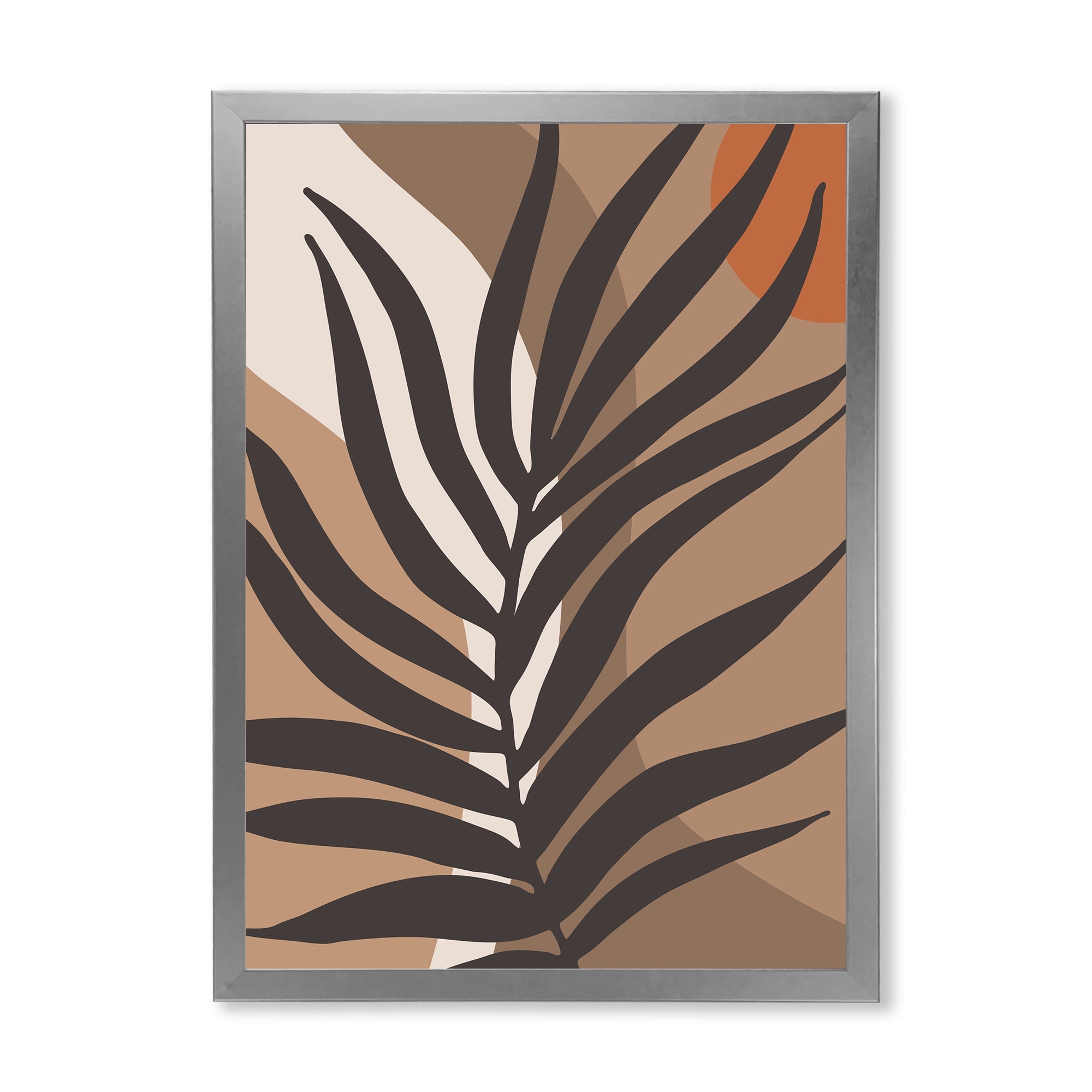 Designart 'Shapes and Tropical Leaf Silhouettes II' Modern Framed Art Print