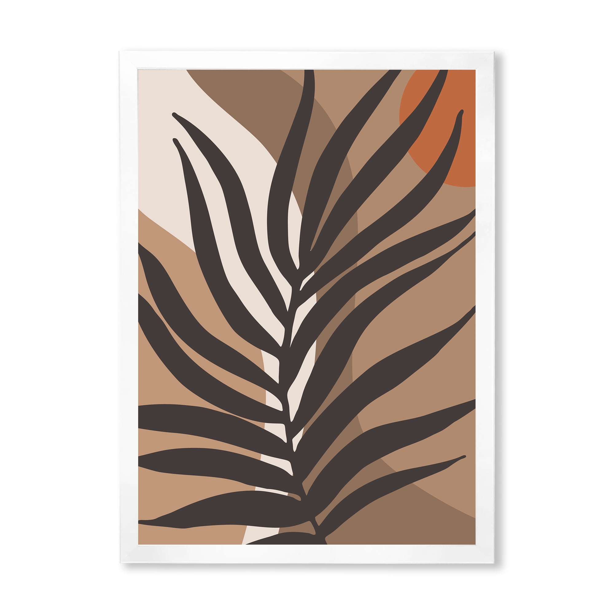 Designart 'Shapes and Tropical Leaf Silhouettes II' Modern Framed Art Print