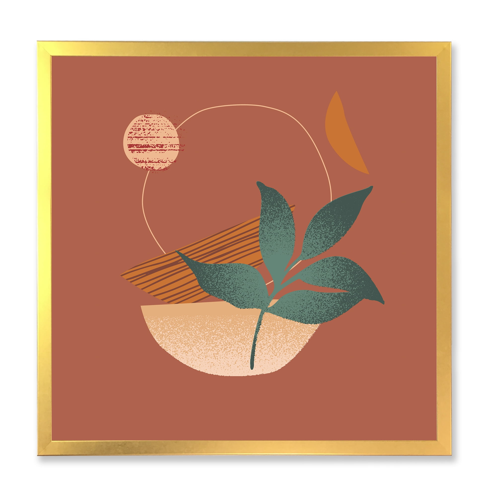 Designart 'Shapes and Tropical Leaf Silhouettes III' Modern Framed Art Print