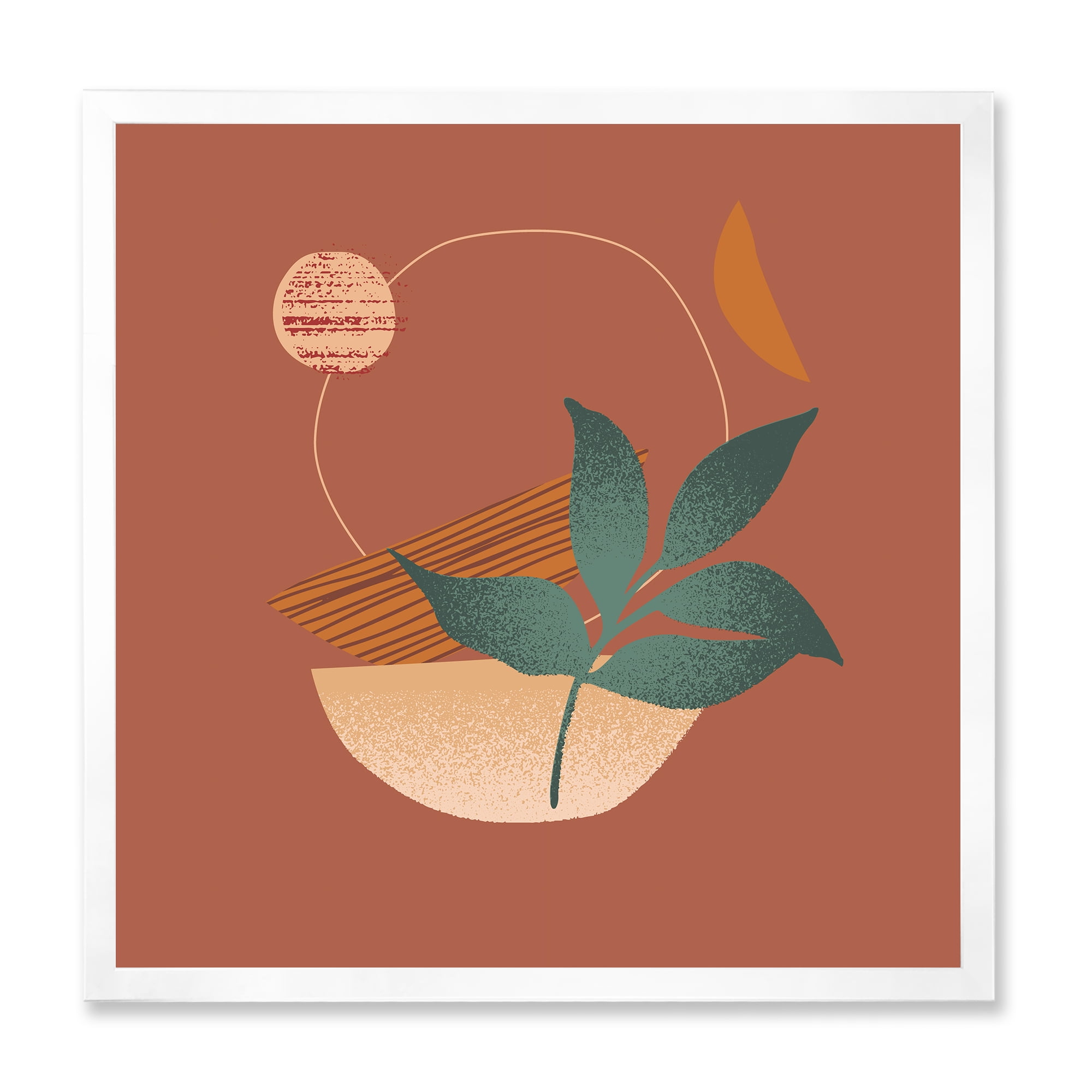 Designart 'Shapes and Tropical Leaf Silhouettes III' Modern Framed Art Print