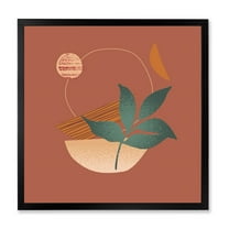 Designart 'Shapes and Tropical Leaf Silhouettes III' Modern Framed Art Print