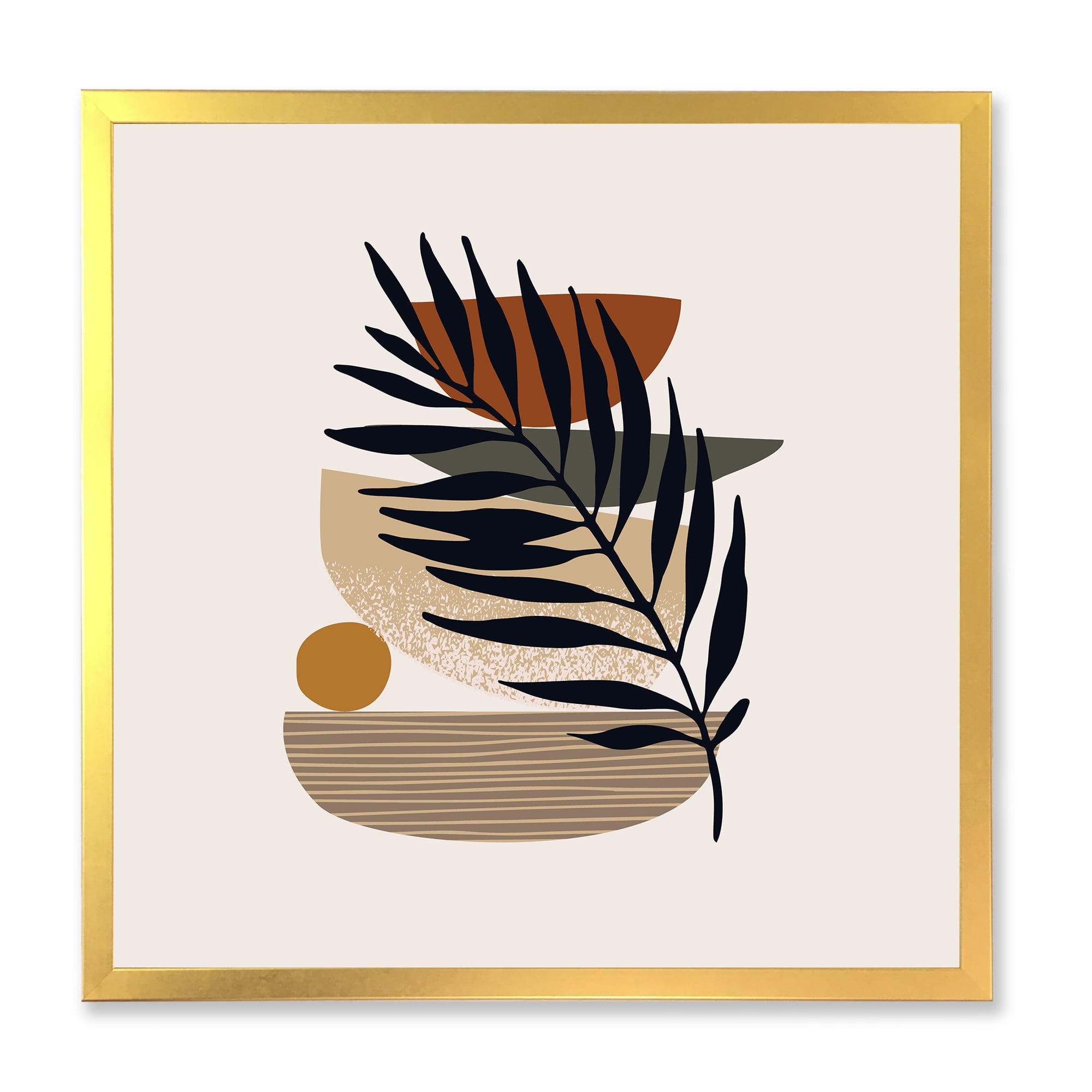 Designart 'Shapes and Tropical Leaf Silhouettes IV' Modern Framed Art Print