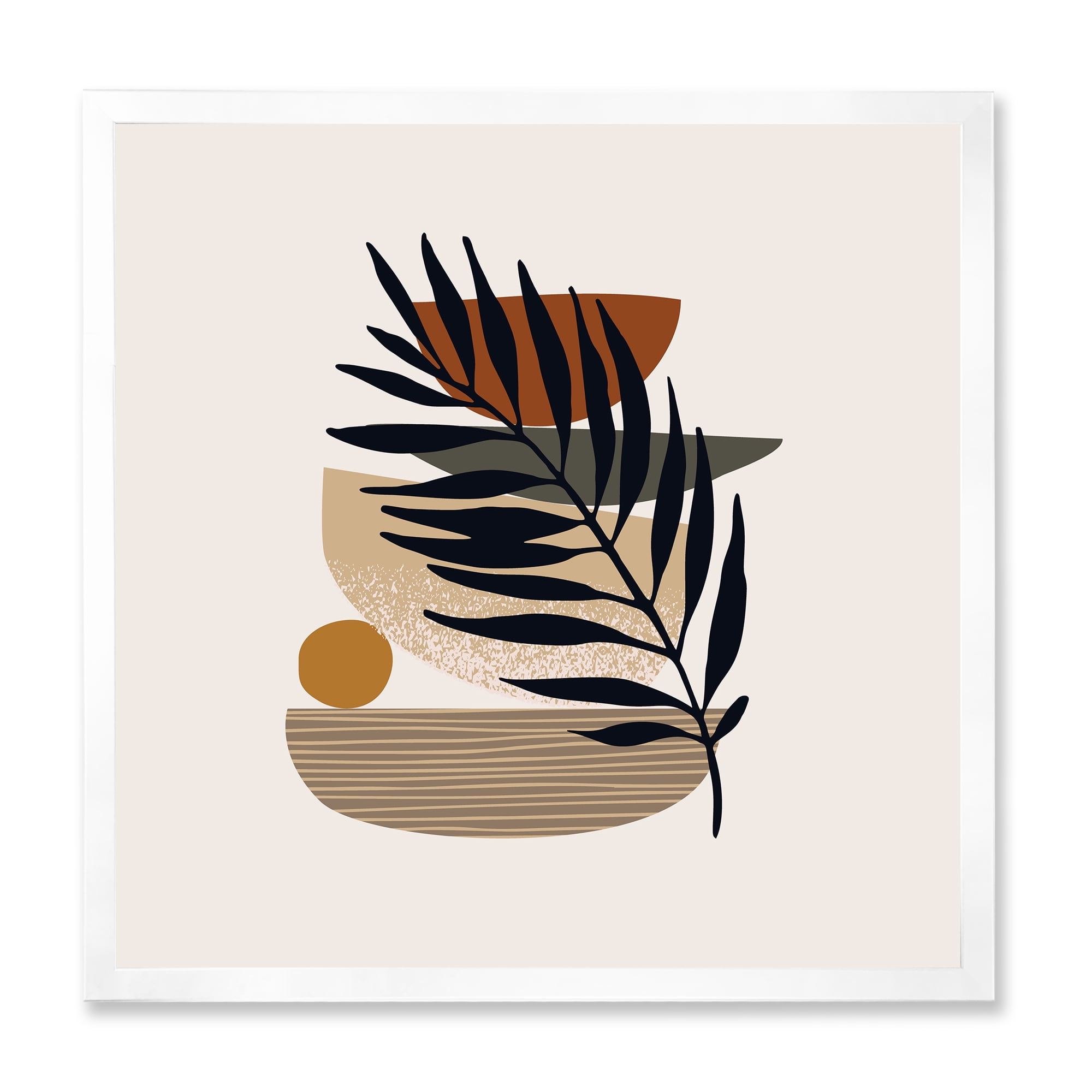 Designart 'Shapes and Tropical Leaf Silhouettes IV' Modern Framed Art Print