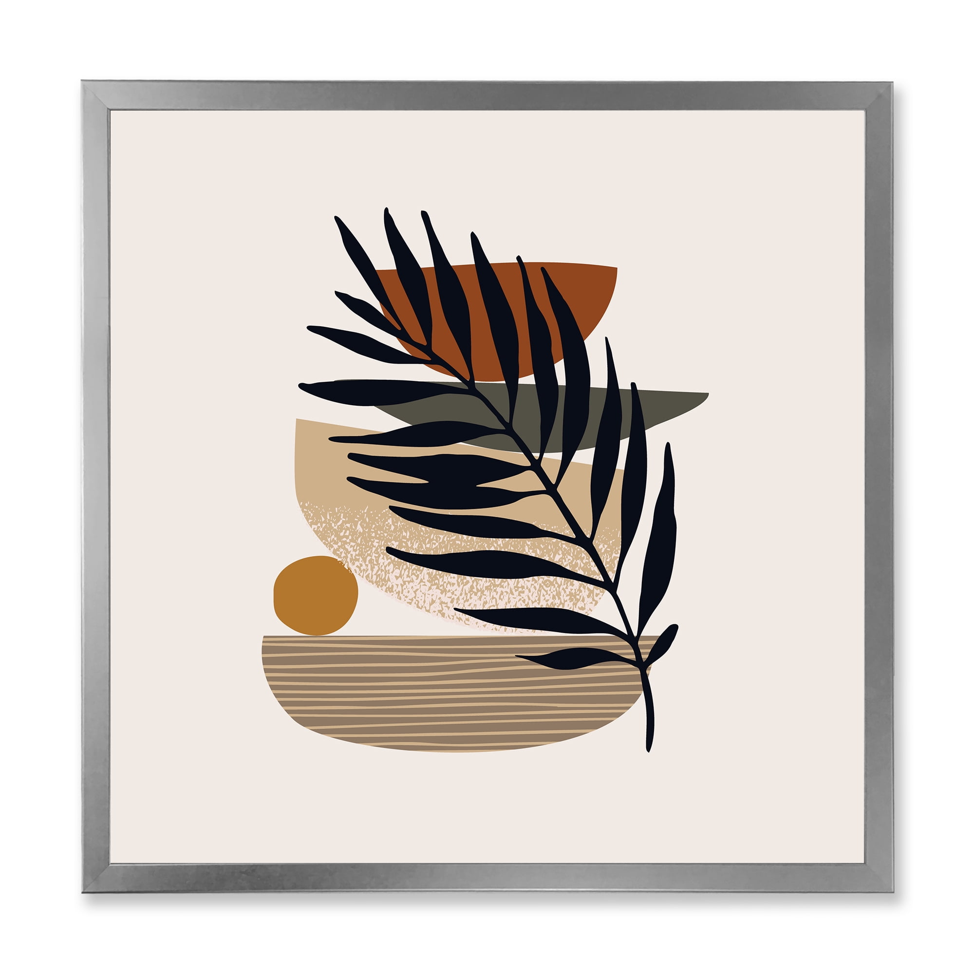 Designart 'Shapes and Tropical Leaf Silhouettes IV' Modern Framed Art Print