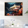 thumbnail image 1 of Designart "Sharks Of The Abyss Portrait II" Coastal Coral Under Water Floater Framed Canvas Wall Art, 1 of 5