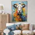 thumbnail image 1 of Designart "Sheep Expressionist Yellow Blue painting" Animals Floater Framed Wall Decor, 1 of 7