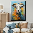 thumbnail image 1 of Designart "Sheep Expressionist Yellow Blue painting" Animals Floater Framed Wall Decor, 1 of 7