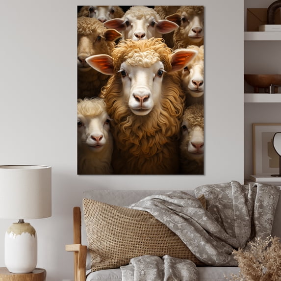 Designart "Sheep Familly euphony" Animals Canvas Print