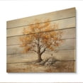 thumbnail image 1 of Designart "Shimmering Autumn Minimalism in Oak Tree II" Floral Print on Natural Pine Wood, 1 of 5