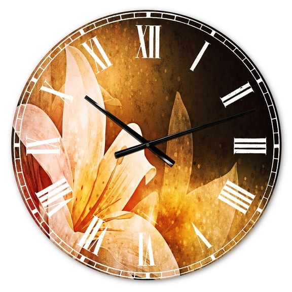 Designart 'Shining Brown Fractal Flower' Traditional wall clock