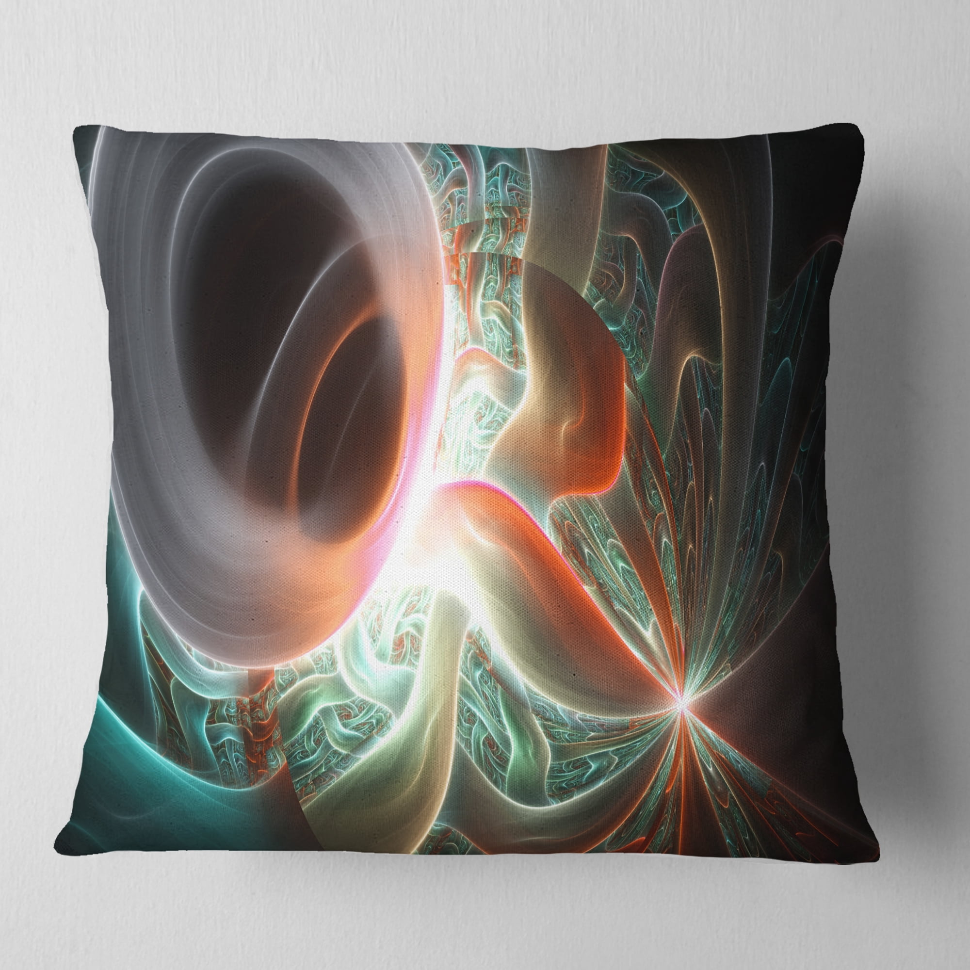 Designart Shining Brown Silver on Black - Abstract Throw Pillow - 16x16