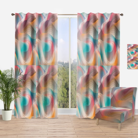 Designart 'Shining Colour Waves Retro Pattern' Mid-Century Modern Curtain Panel