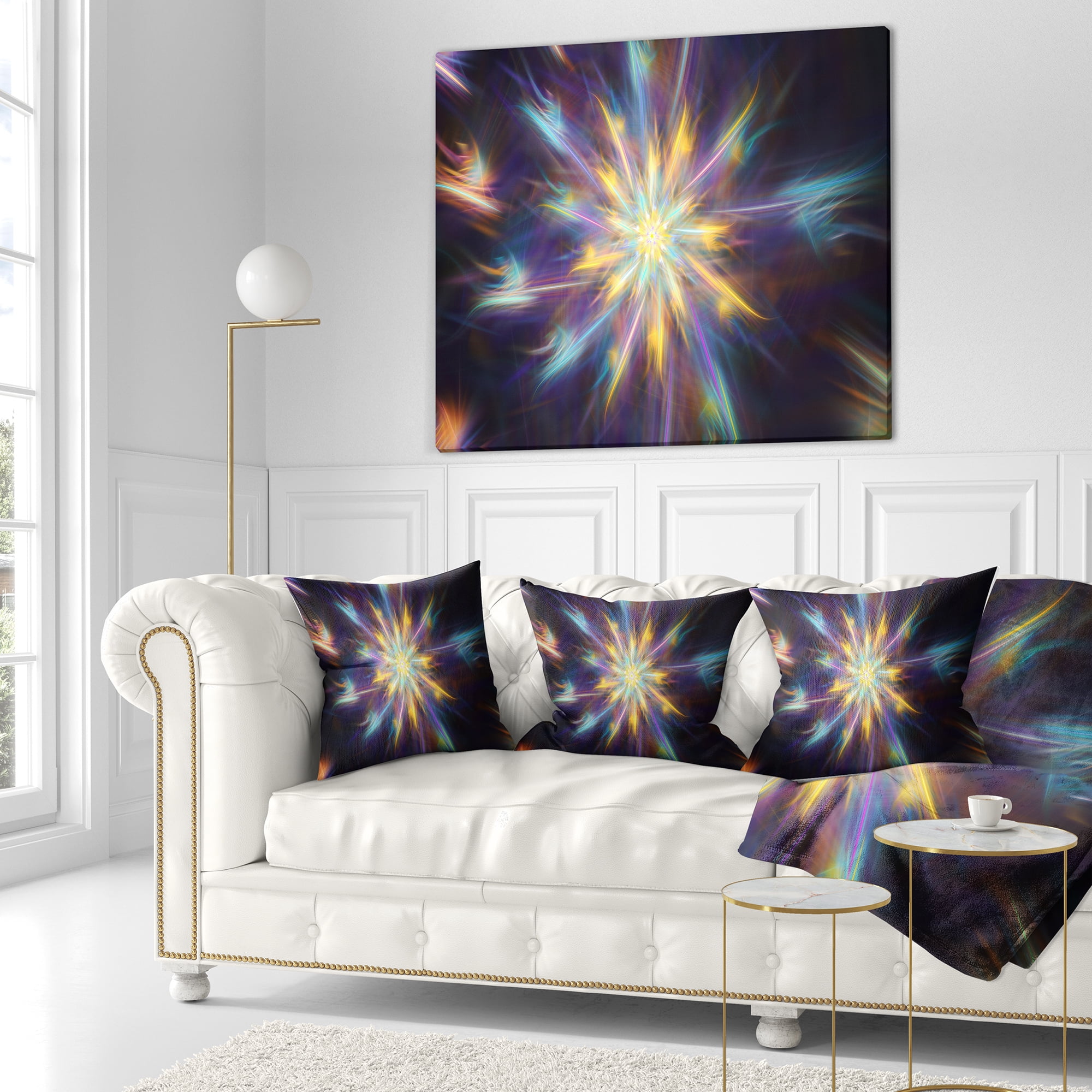 Designart Shining Multi Color Exotic Flower - Floral Throw Pillow - 16x16