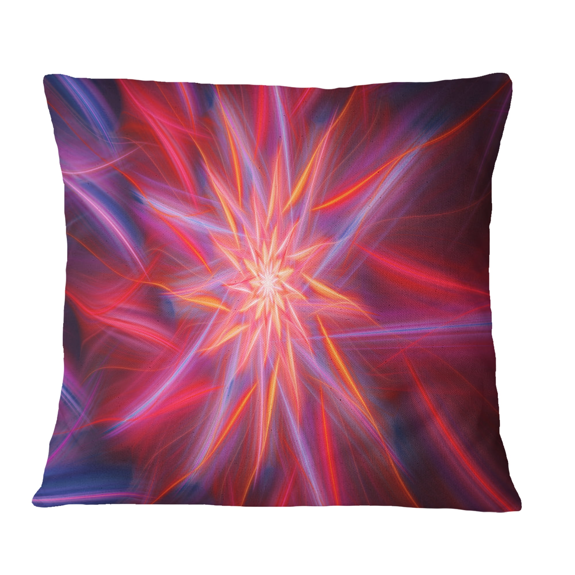 Designart Shining Red Purple Exotic Flower - Floral Throw Pillow - 16x16